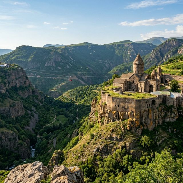Tatev Monastery perched on a cliff in Armenia